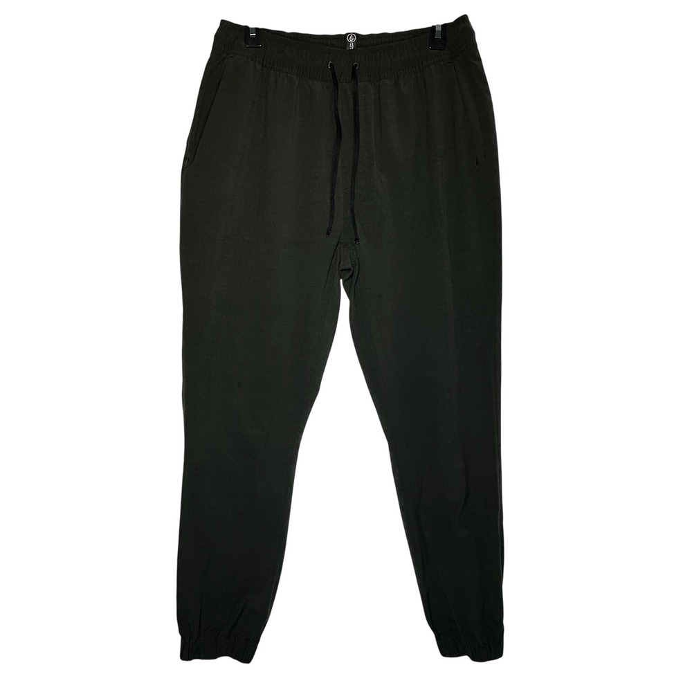 Volcom Mens‎ Jogger Pants Dark Olive Green Elastic Waist Cuffed Tapered Size L